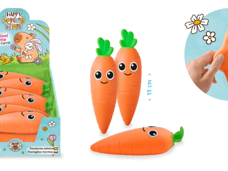 Giocattolo a forma di carota da ritirare. Contiene sabbia contaminata da amianto